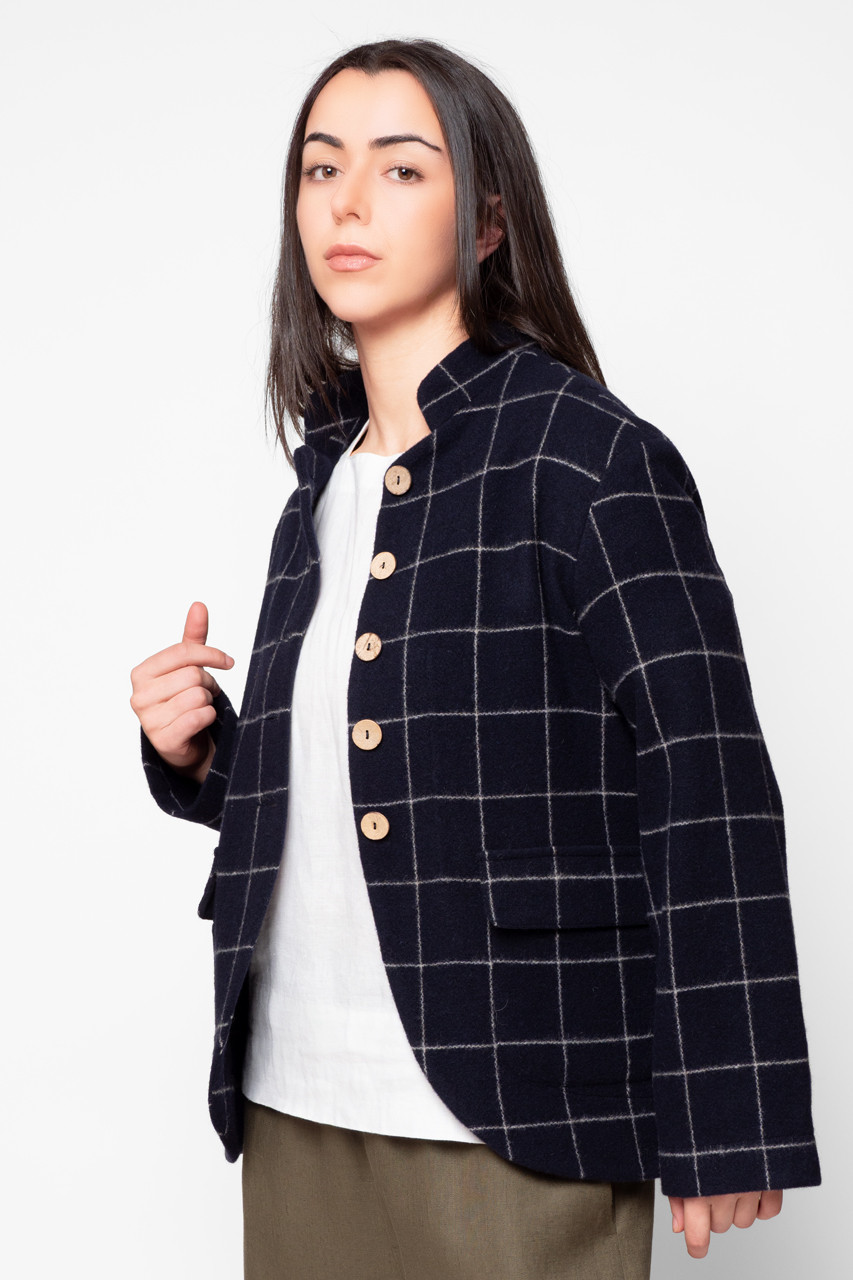 Oko Jacket, Navy/White Box Check