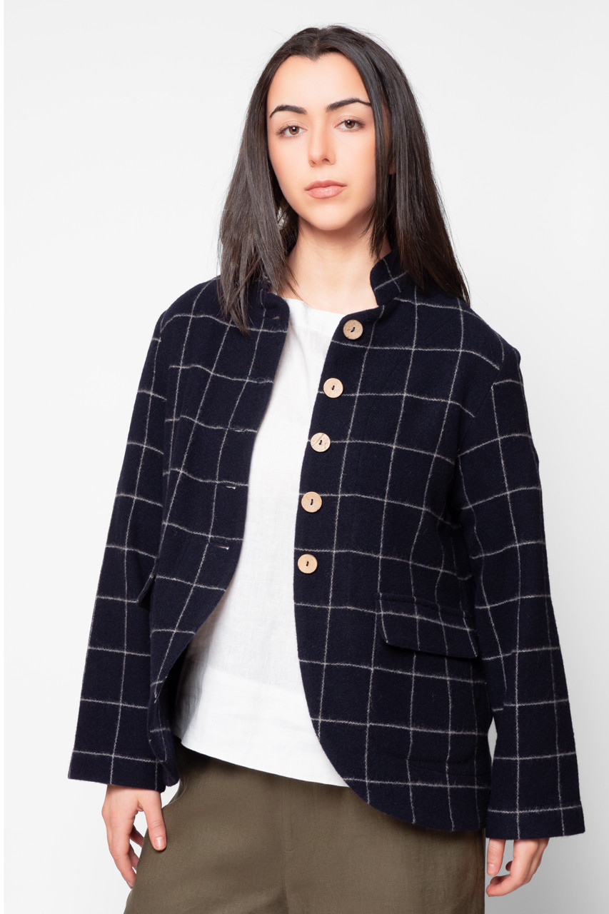 Oko Jacket, Navy/White Box Check