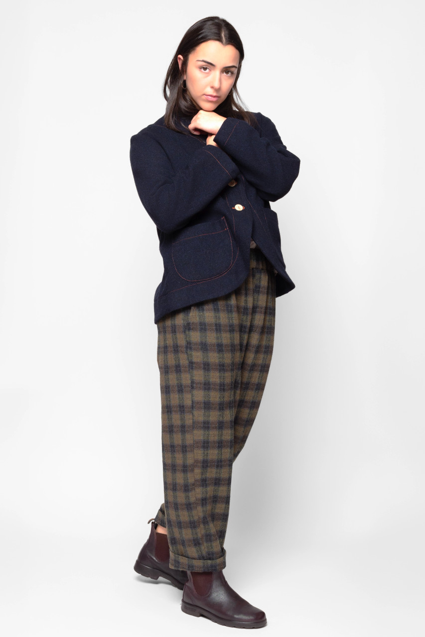Kobu Pant, Olive/Navy Box Check