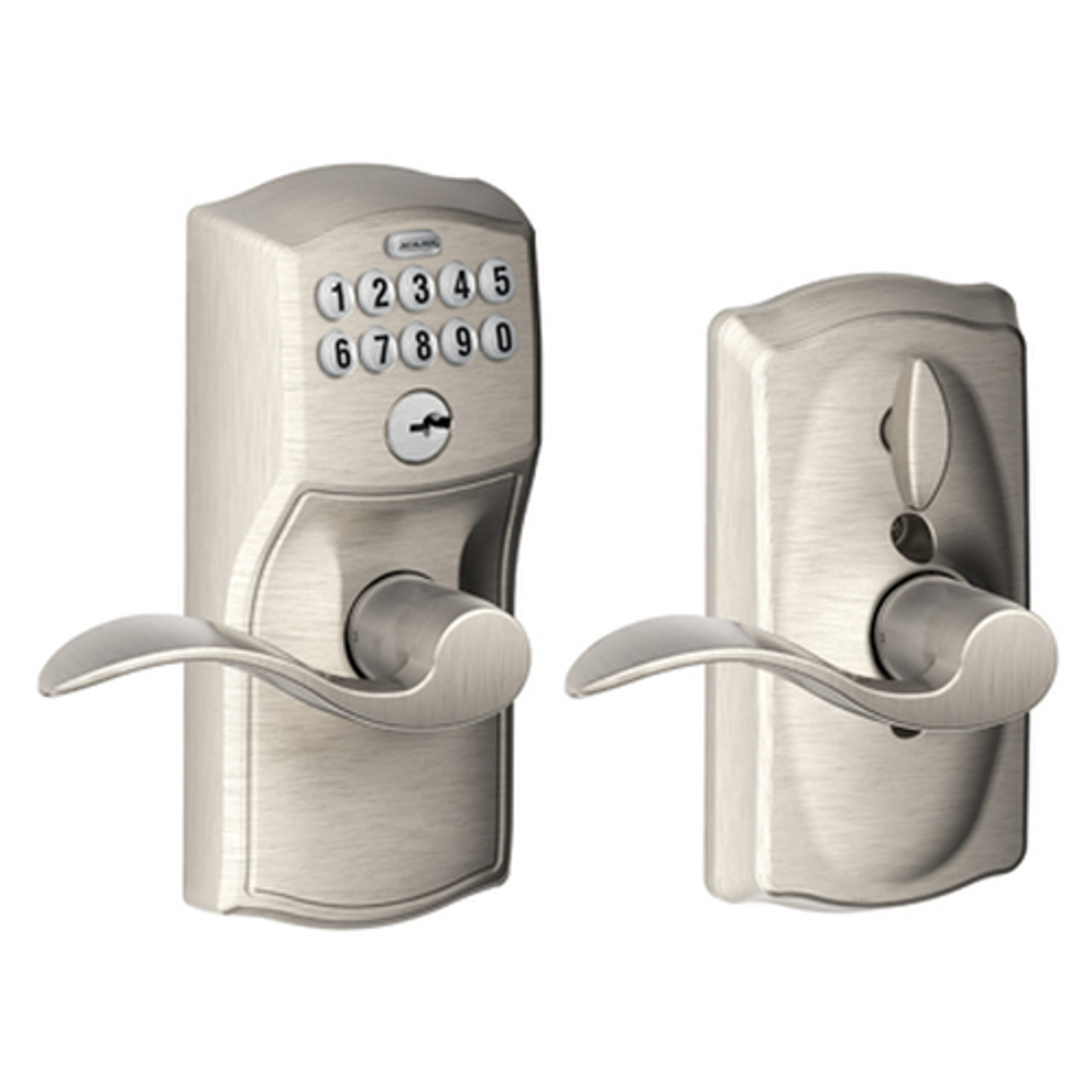 限定特価】 Schlage FE595 PLY 619 ACC Plymouth Keypad Entry with Flex-Lock and  Accent Style Levers%ｶﾝﾏ% Satin Nickel Lock Company 並行輸入