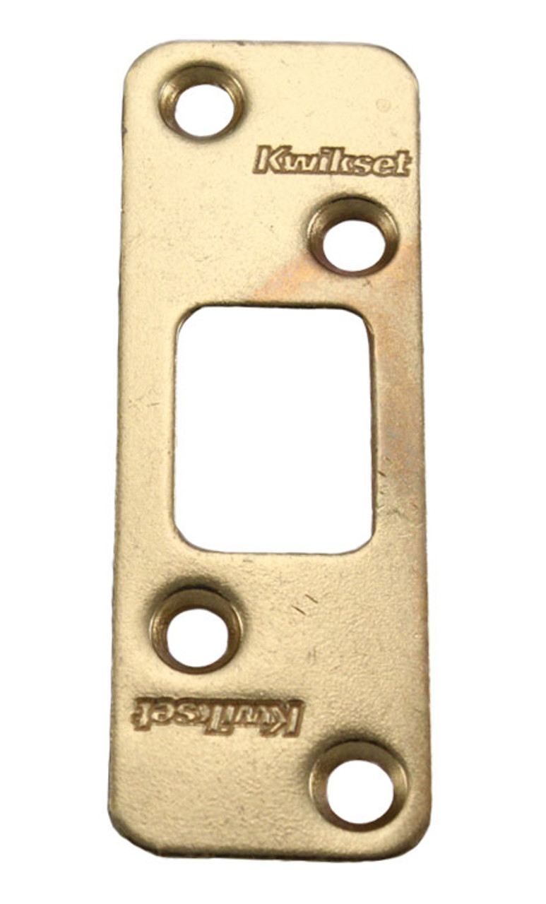 Kwikset / Deadbolt / Round Corner / Heavy Duty / Strike Plate / Polished  Brass / 83223-3