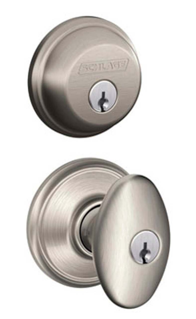 Schlage Siena Satin Nickel F51A Keyed Entry Knob with B60 Deadbolt
