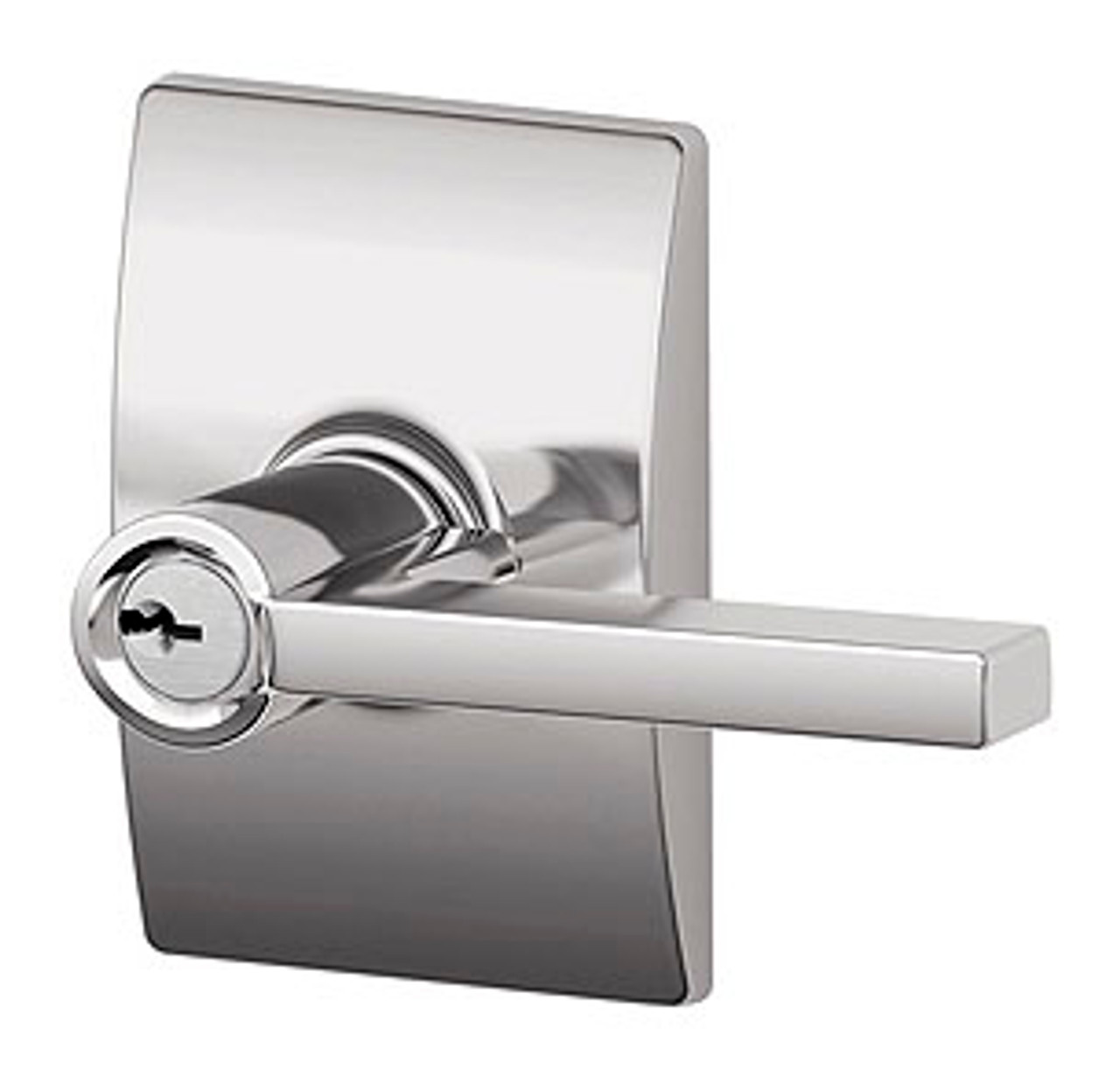 Schlage Latitude Bright Chrome Keyed Entry Lever with Century Rose