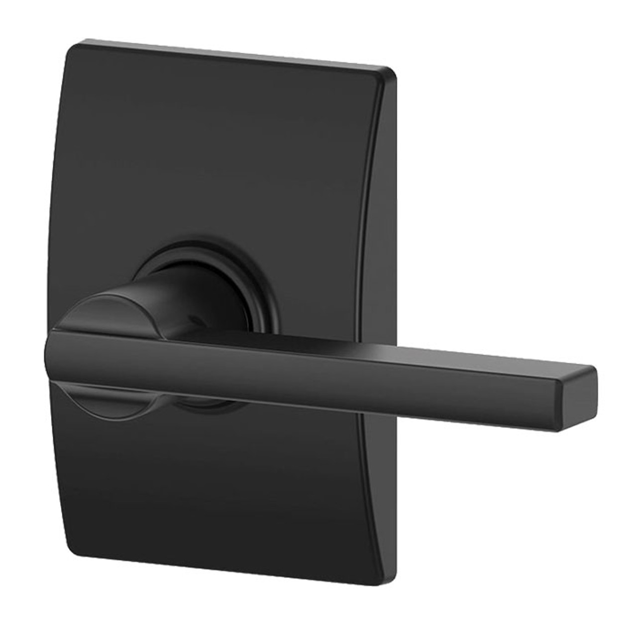 Schlage Latitude Matte Black Passage Lever with Century Rose