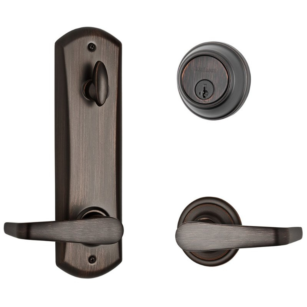 Kwikset Metal Interconnect 816 Key Control Deadbolt Single Cylinder With Kingston Passage Lever Venetian Bronze 508knlsmtkcdb 11p