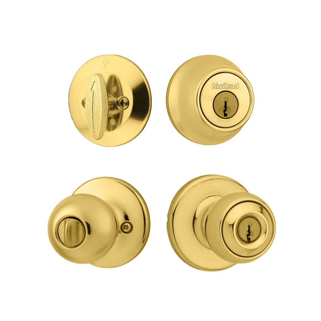 Kwikset Polo Knob and Single Cylinder Deadbolt Combo Pack Keyed