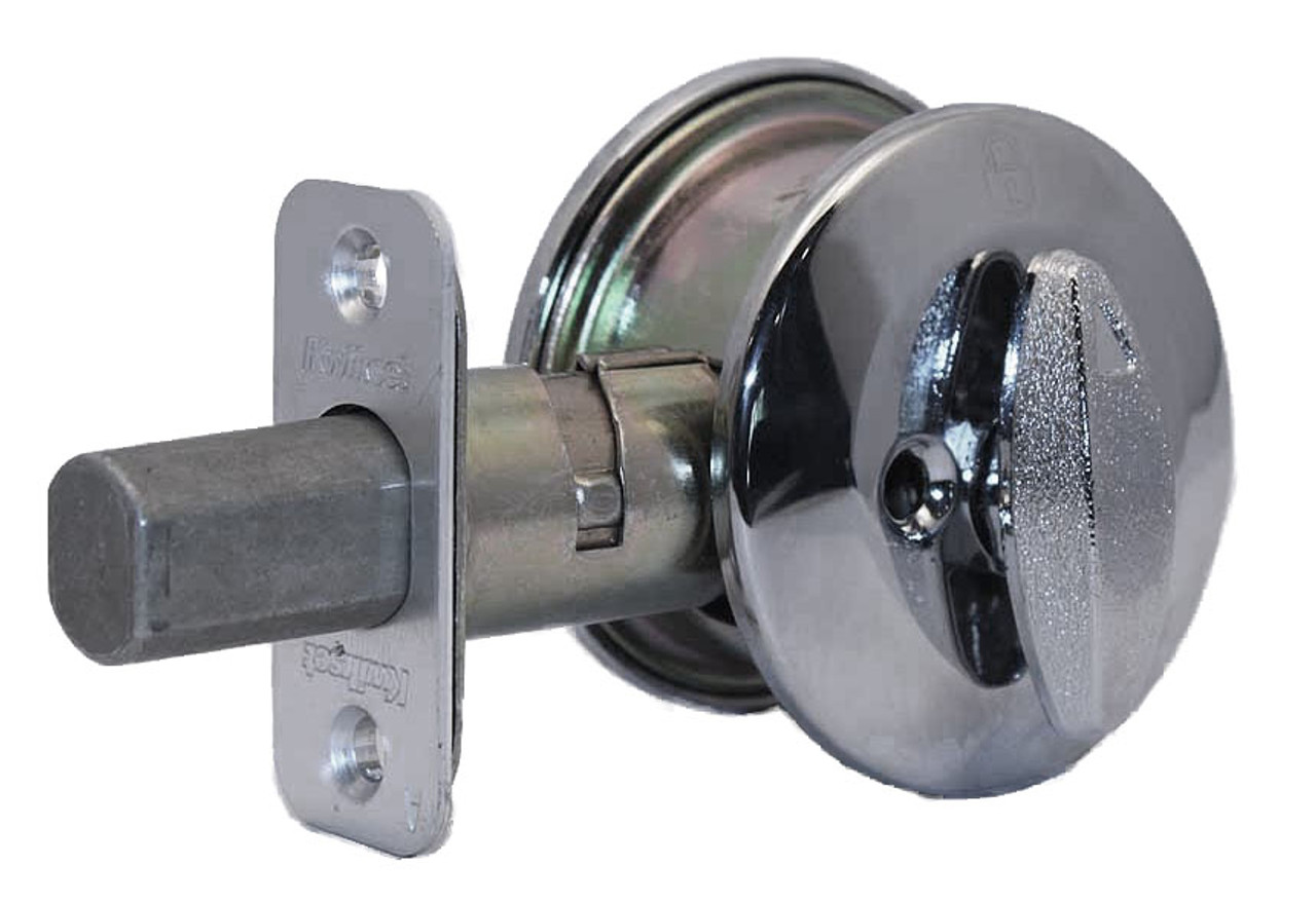 Kwikset 667 Series Deadbolt Polished Chrome, Blank Plate on Exterior