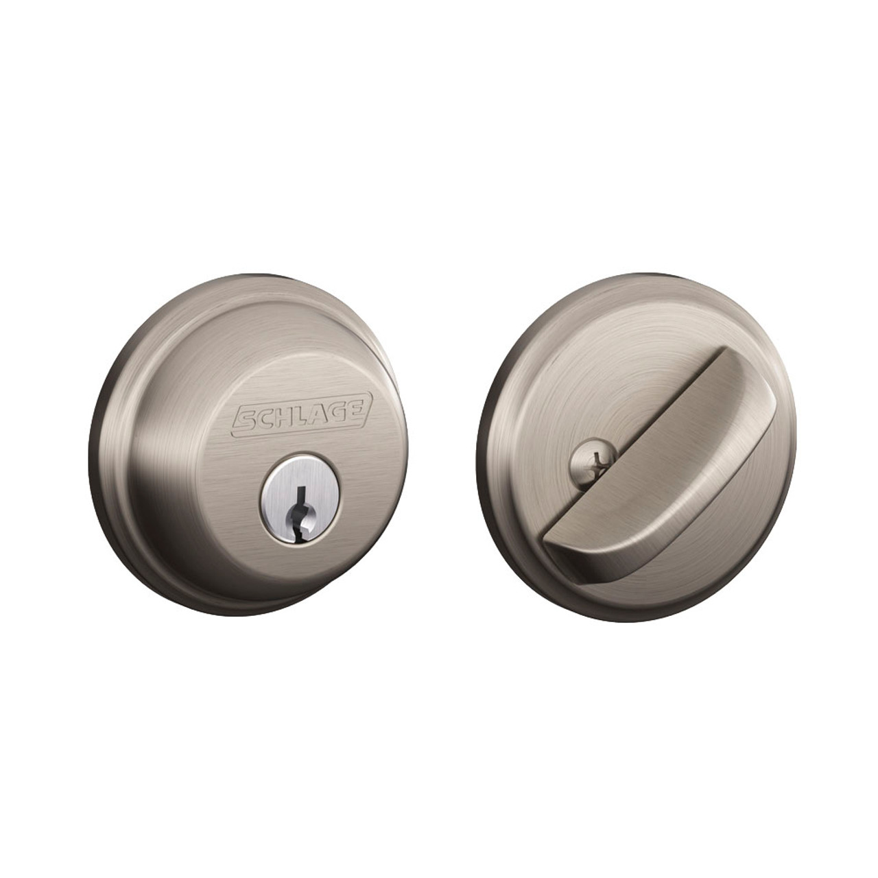 Schlage B60 Satin Nickel Single Cylinder Deadbolt, B60 619