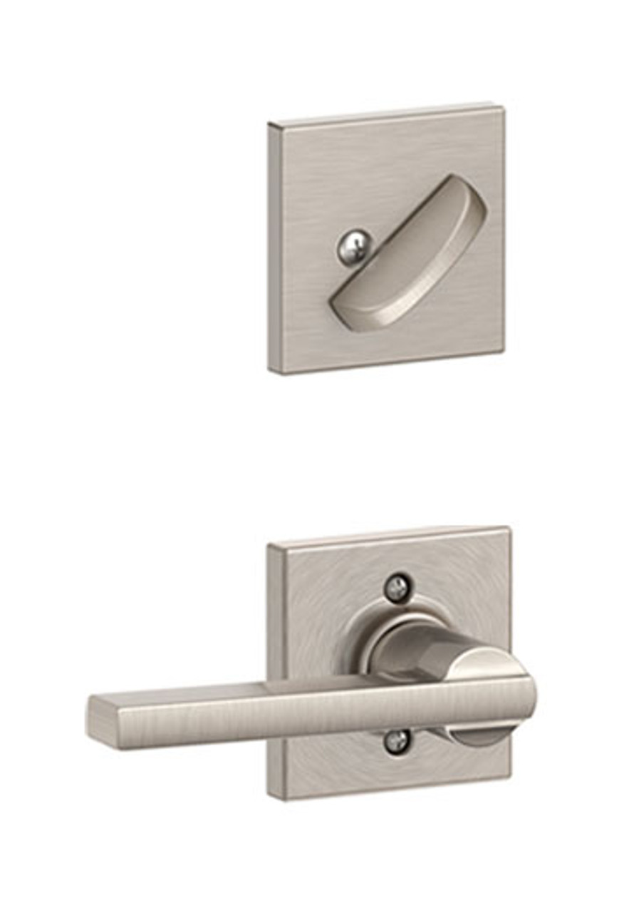 Schlage / F Series Single Cylinder Interior Trim Pack / Latitude Lever with  Collins Rose / Satin Nickel / Single Cylinder / F59LAT619COL