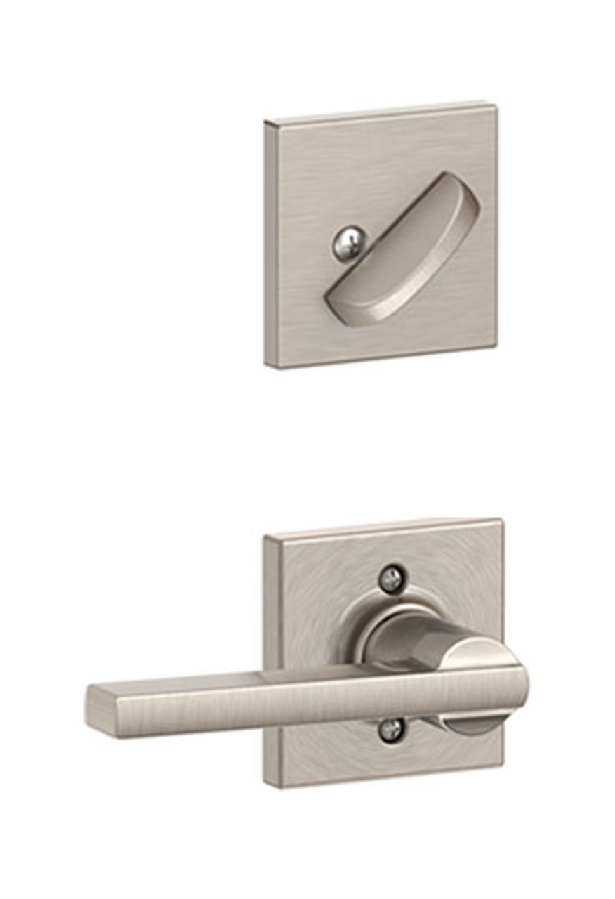 Schlage FC59BWE608COL Satin Brass Custom Bowery Single Cylinder Sectional  Interior Pack with Collins Rose 