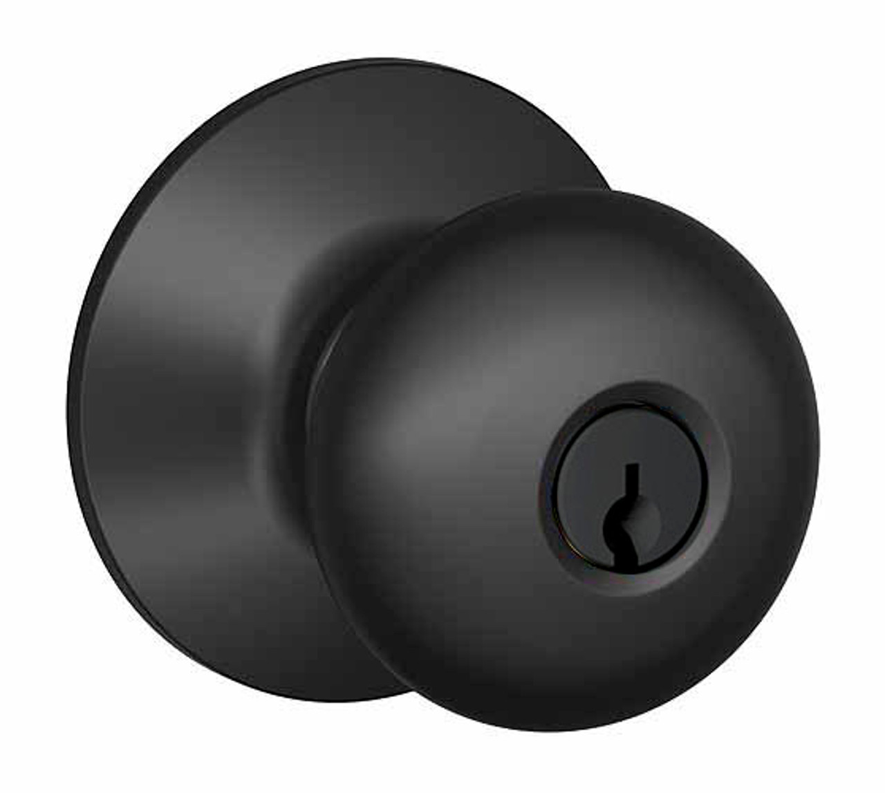 Schlage / Plymouth Knob / Storeroom Keyed Entry / Matte Black / F80PLY 622