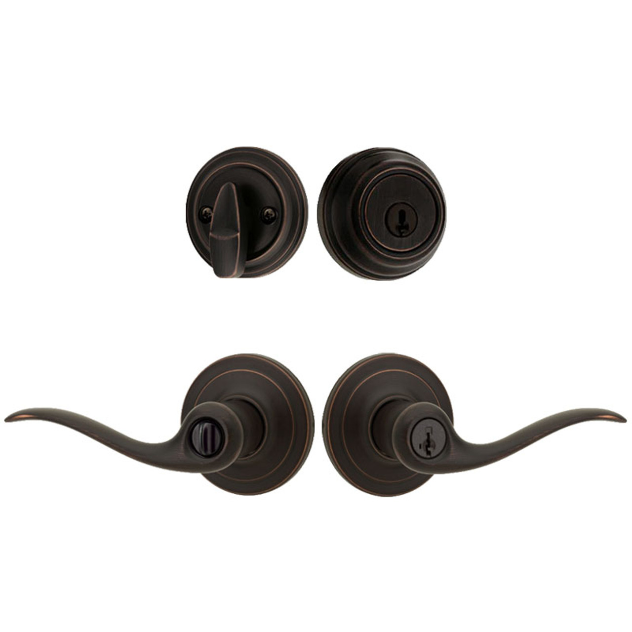 Kwikset 991 Juno Entry Knob and Single Cylinder Deadbolt Combo Pack featuring SmartKey in Venetian Bronze by Kwikset - 4