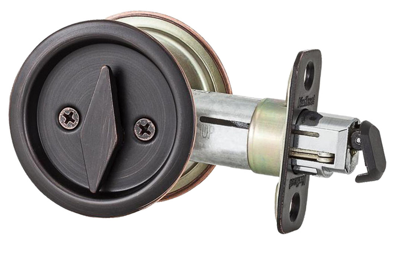 Kwikset Round Pocket Door Lock Privacy Venetian Bronze, 335 11P RDT