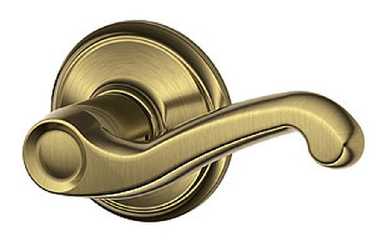 Schlage Flair Antique Brass Passage Lever, F10FLA 609