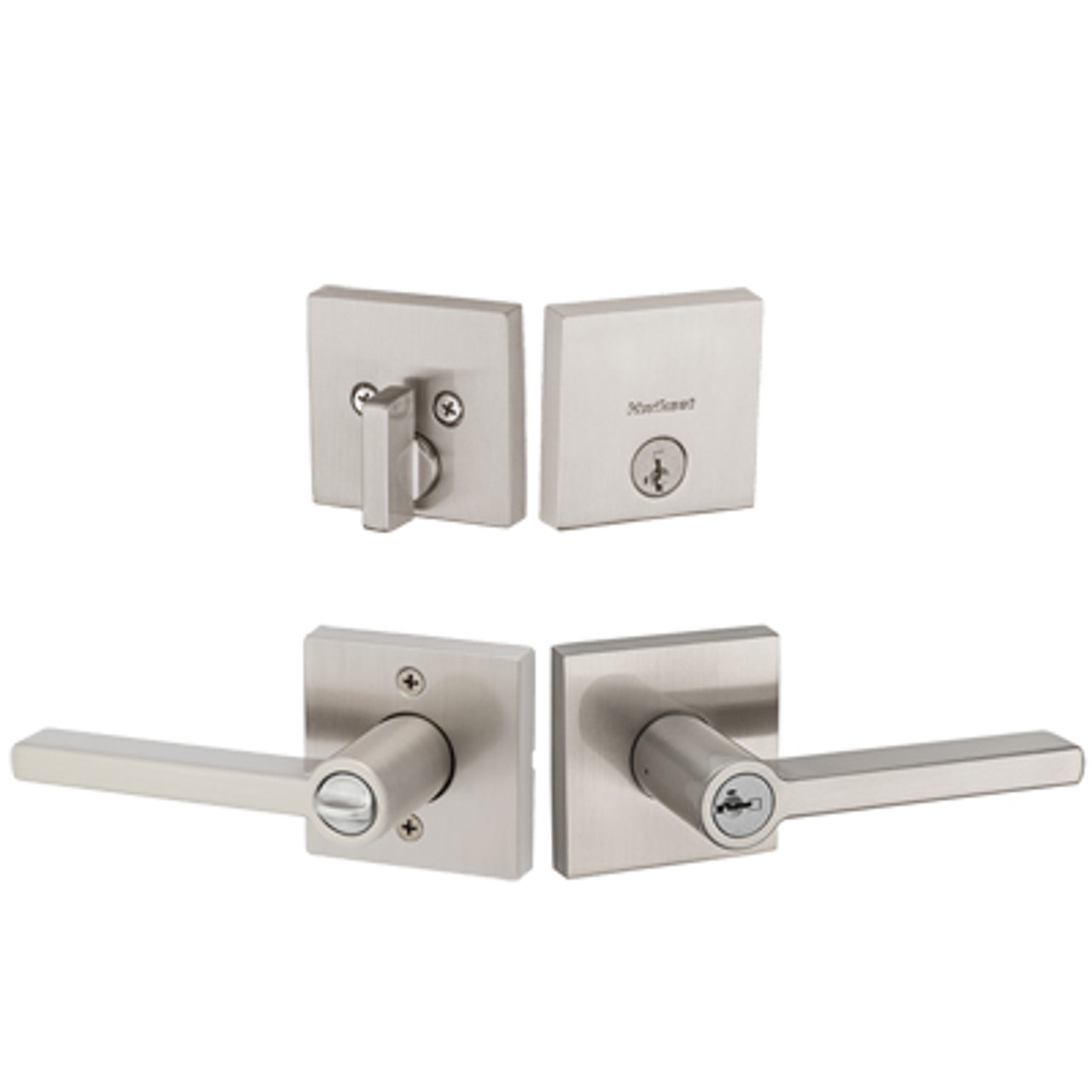 Kwikset Halifax Lever Square with Single Cylinder Deadbolt Combo