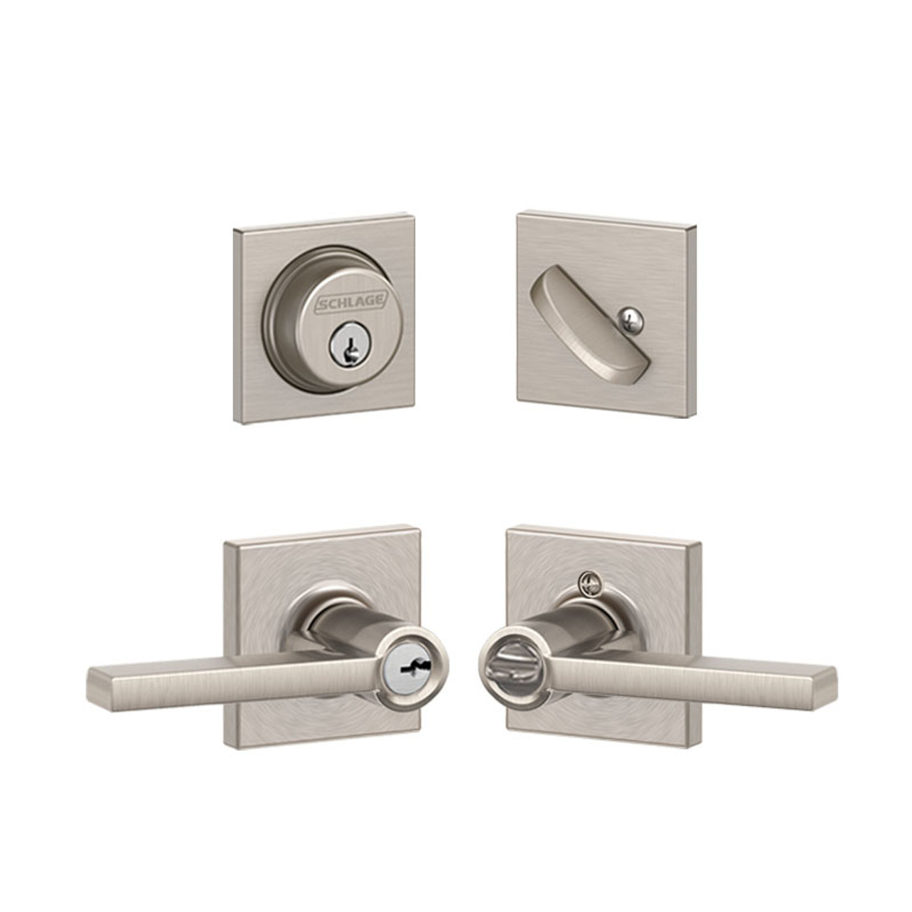 Schlage Latitude x Collins Satin Nickel F51A Keyed Entry Door