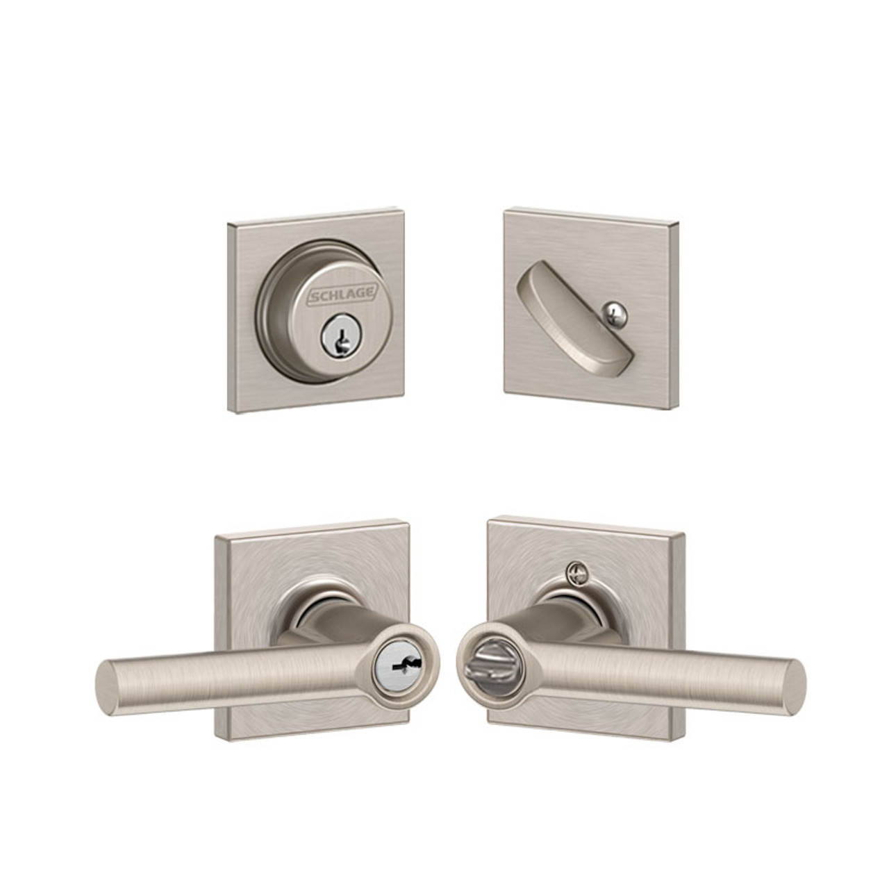 Schlage / Broadway x Collins Lever / F51A Keyed Entry with B60 Single  Cylinder Deadbolt Combo Pack / Satin Nickel / FB50BRW619COL