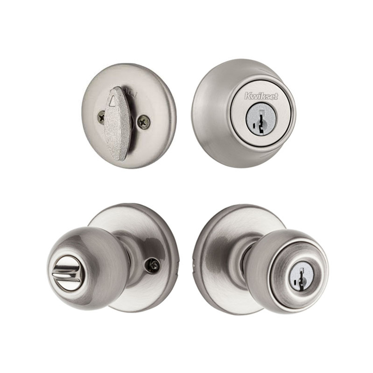 Kwikset Polo Knob and Single Cylinder Deadbolt Combo Pack Keyed