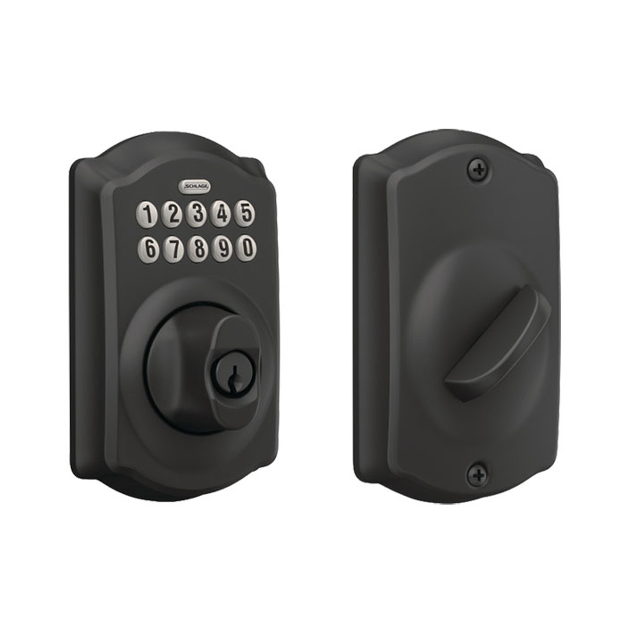 Schlage / Camelot Keypad Deadbolt / Single Cylinder / Matte Black /  BE365CAM 622