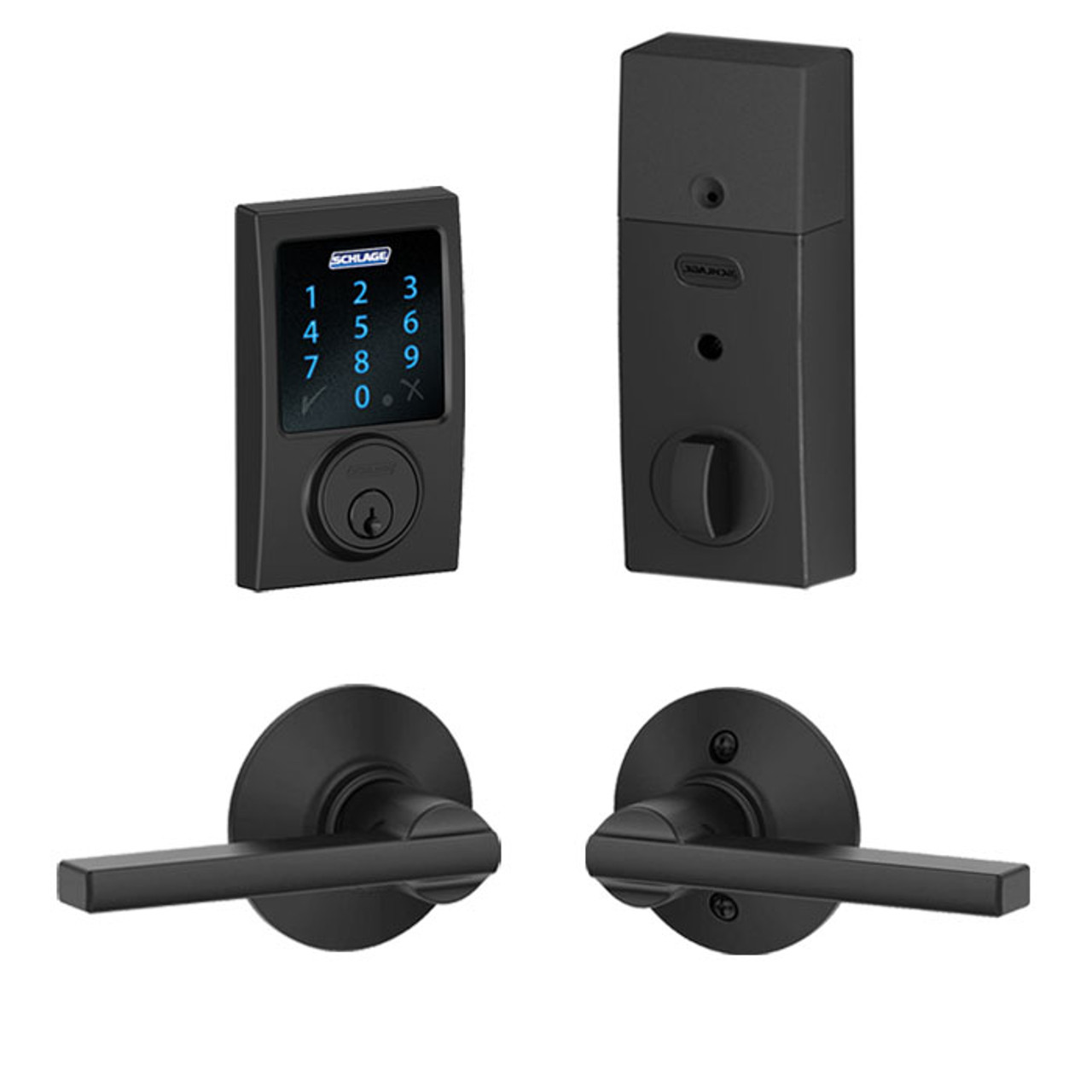 Schlage / BE469 Century Connect Deadbolt with Latitude Passage Lever /  Matte Black / FBE469CEN-LAT622