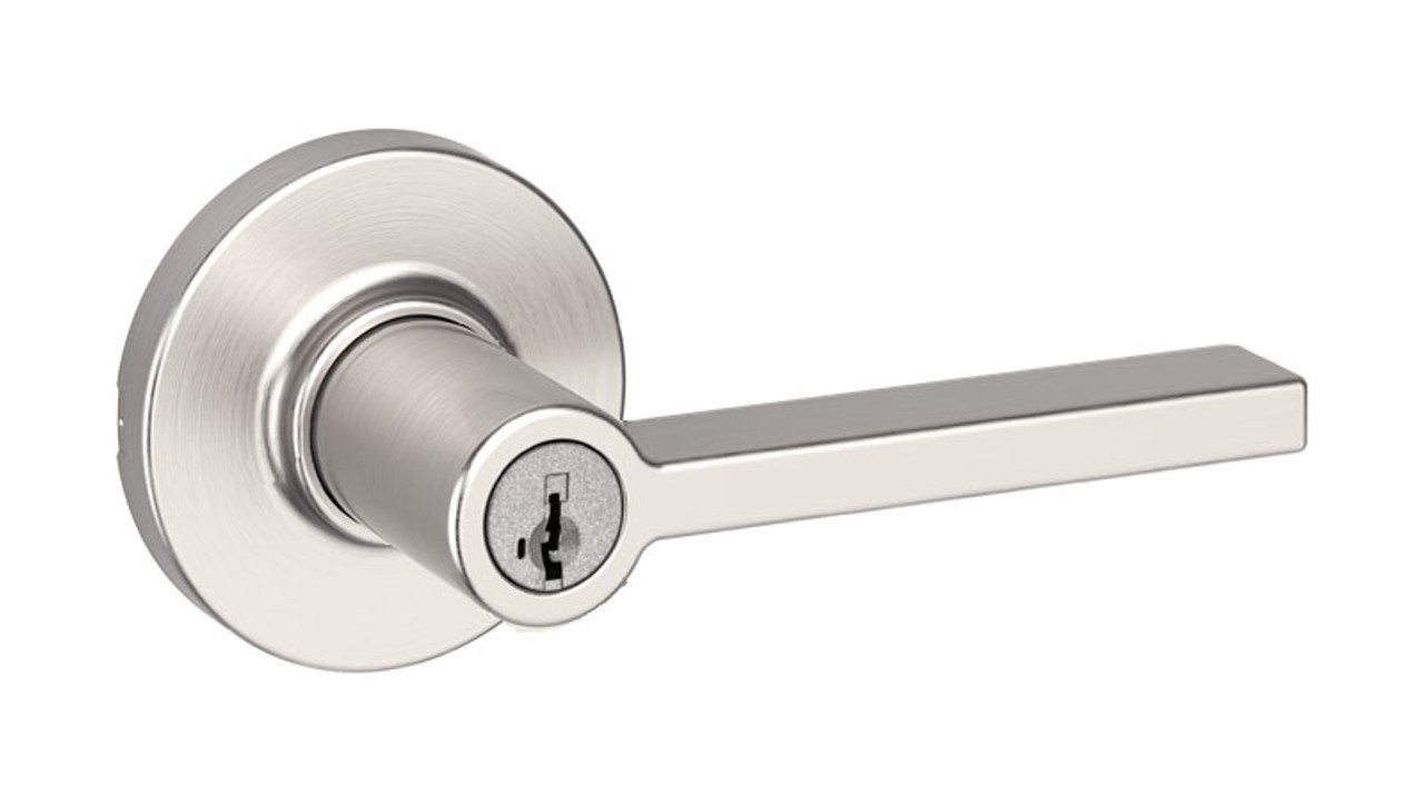 Kwikset Casey Lever with Round Rose Keyed Entry - SmartKey Satin