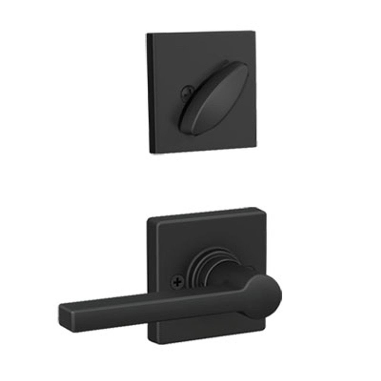 Schlage / J Series Single Cylinder Interior Trim Pack / Solstice Lever with  Collins Rosette / Matte Black / Single Cylinder / JH59SOL622COL