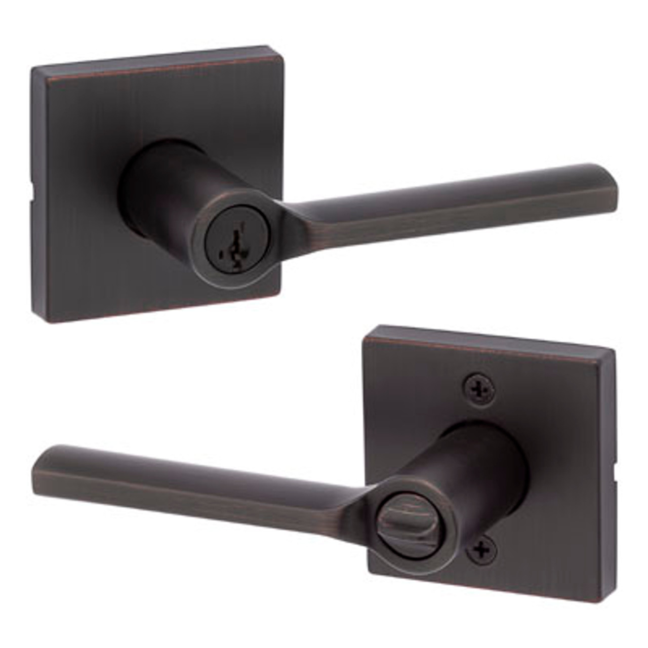 Kwikset / Lisbon Lever with Square Rose / Keyed Entry - SmartKey / Venetian  Bronze / 740LSLSQT 11P SMT