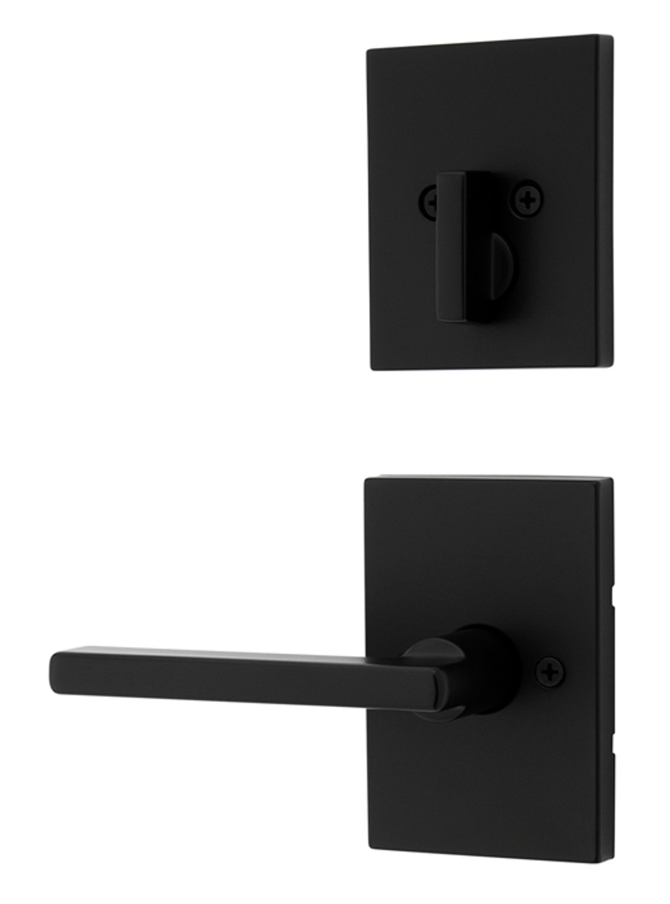 Kwikset / 971 Single Cylinder Interior Trim Pack / Halifax Lever with  Rectangular Rose / Matte Black / 971HFL RCT 514