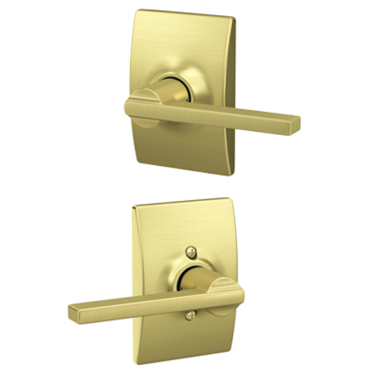 Schlage / Latitude Lever with Century Rose / Passage / Satin Brass / F10LAT  608 CEN