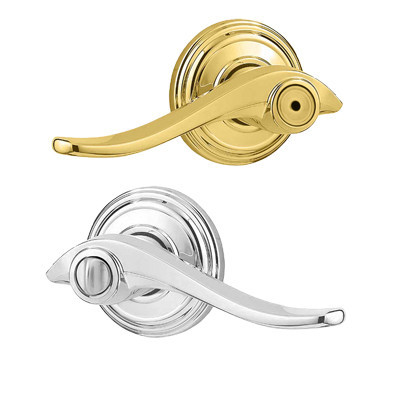 Kwikset / Avalon Lever / Privacy / Polished Brass x Polished