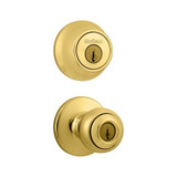 Kwikset / Polo 400 Knoband 660 Single Cylinder Deadbolt Combo Pack / Polished Brass / 690P 3 CP