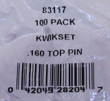 Kwikset / Top Pins / PK  .160 / Pkg Qty 100 / 83117
