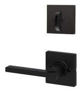 Kwikset / 968 Dummy Cylinder Interior Trim Pack / Casey Lever with Square Rose with Square Rose / Matte Black / 968CSLSQT514