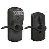 Schlage / Plymouth Flex-Lock Keypad with Accent Lever / Entry / Matte Black / FE595PLYxACC 622