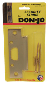 Don-Jo Strike Plate / Security Strike Plate For Keyed Knobs / 4-7/8" H x 1-1/4 W / Steel Brass Plated / 2 SS BP