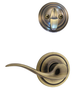 Kwikset / 966 Single Cylinder Interior Trim Pack / Tustin Lever / Right Hand / Antique Brass / 966TNLRH5