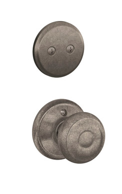 Schlage / F Series Dummy Cylinder Interior Trim Pack / Georgian Knob / Distressed Nickel / Dummy Cylinder / F94GEO621 Schlage / F Series Dummy Cylinder Interior Trim Pack / Georgian Knob / Distressed Nickel / Dummy Cylinder / F94GEO621