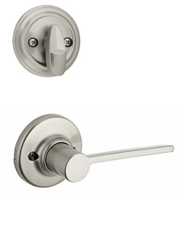 Kwikset / 966 Single Cylinder Interior Trim Pack / Ladera Lever / Left Hand / Satin Nickel / 966LRLLH15
