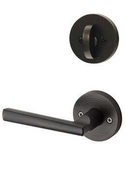 Kwikset / 968 Dummy Cylinder Interior Trim Pack / Montreal Lever with Round Rose / Venetian Bronze / 968MRLRDT11P