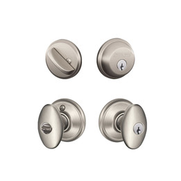 Schlage / Siena Knob / F51A Keyed Entry with B60 Single Cylinder Deadbolt Combo Pack / Satin Nickel / FB50NVSIE619 Schlage / Siena Knob / F51A Keyed Entry with B60 Single Cylinder Deadbolt Combo Pack / Satin Nickel / FB50NVSIE619