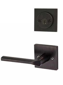 Kwikset / 967 Double Cylinder Interior Trim Pack / Lisbon Lever with Square Rose / Venetian Bronze / 967LSL11P SMT Kwikset / 967 Double Cylinder Interior Trim Pack / Lisbon Lever with Square Rose / Venetian Bronze / 967LSL11P SMT