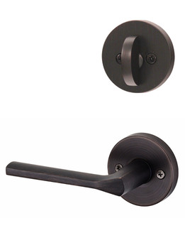 Kwikset / 968 Dummy Cylinder Interior Trim Pack / Lisbon Lever with Round Rose / Venetian Bronze / 968LSLRDT11P