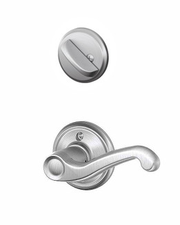 Schlage / F Series Single Cylinder Interior Trim Pack / Flair Lever / Left Hand / Satin Chrome / Single Cylinder / F59FLA626LH