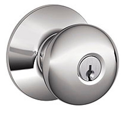 Schlage / Plymouth Knob / Keyed Entry / Bright Chrome / F51APLY 625 Schlage / Plymouth Knob / Keyed Entry / Bright Chrome / F51APLY 625