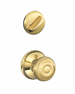 Schlage / F Series Single Cylinder Interior Trim Pack / Georgian Knob / Bright Brass / Single Cylinder / F59GEO605