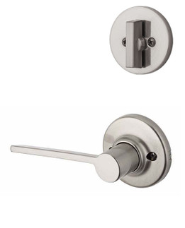 Kwikset / 604 Single Cylinder Interior Trim Pack / Ladera Lever Round Rose / Right Hand / Satin Nickel / 604LRLRDTRH15