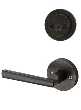Kwikset / 967 Double Cylinder Interior Trim Pack / Montreal Lever with Round Rose / Venetian Bronze / 967MRLRDT11P SMT Kwikset / 967 Double Cylinder Interior Trim Pack / Montreal Lever with Round Rose / Venetian Bronze / 967MRLRDT11P SMT