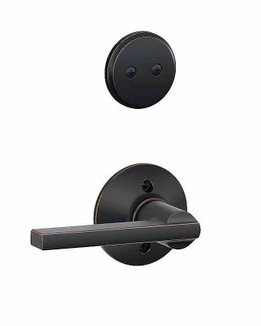 Schlage / F Series Dummy Cylinder Interior Trim Pack / Latitude Lever / Aged Bronze / Dummy Cylinder / F94LAT716