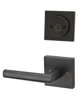Kwikset / 967 Double Cylinder Interior Trim Pack / Milan Lever with Square Rose / Venetian Bronze / 967MILSQT11P SMT