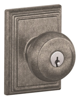 Schlage / Georgian Knob with Addison Rose / Keyed Entry / Distressed Nickel / F51AGEO 621 ADD